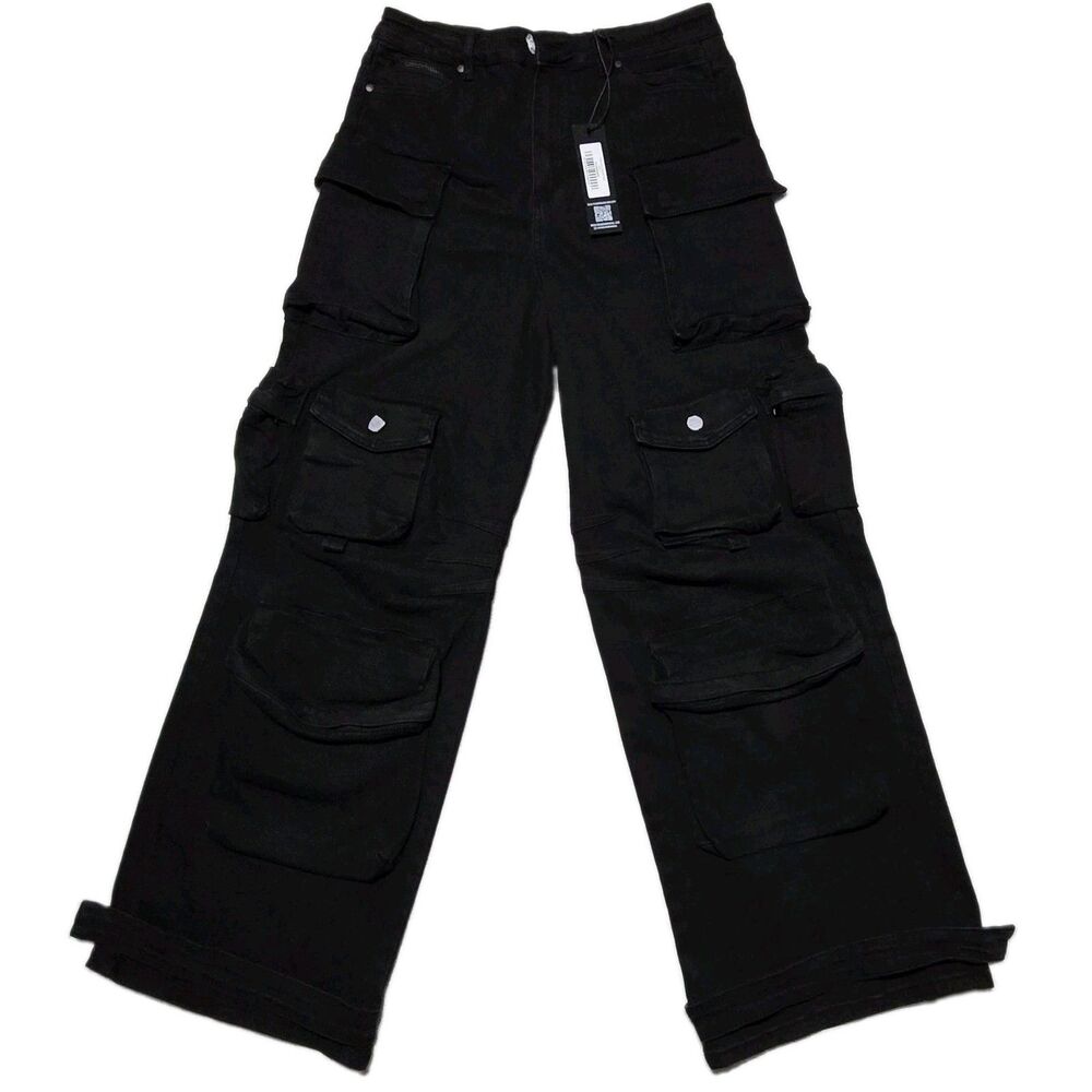 NWT - Rockstar Original Mahesh Men’s Sz L Black Baggy Cargo Jeans Multi Pockets